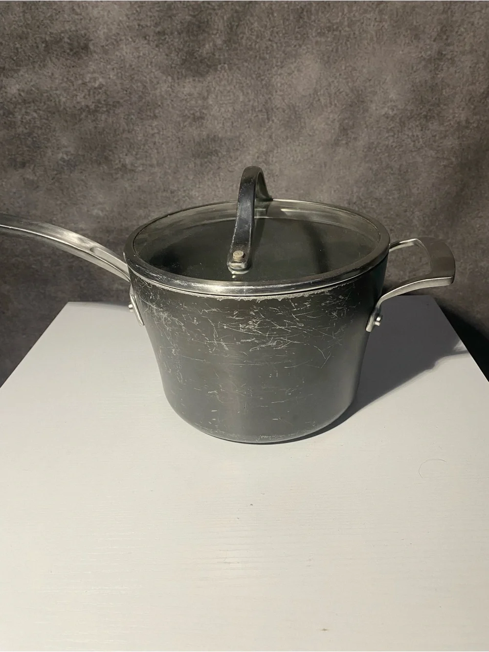 Kirkland Signature Hard Anodized 4 Qt Saucepan Pot with Glass Lid